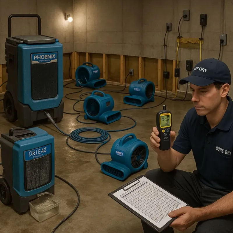 Structural Drying and Dehumidification process in Burlington, NC